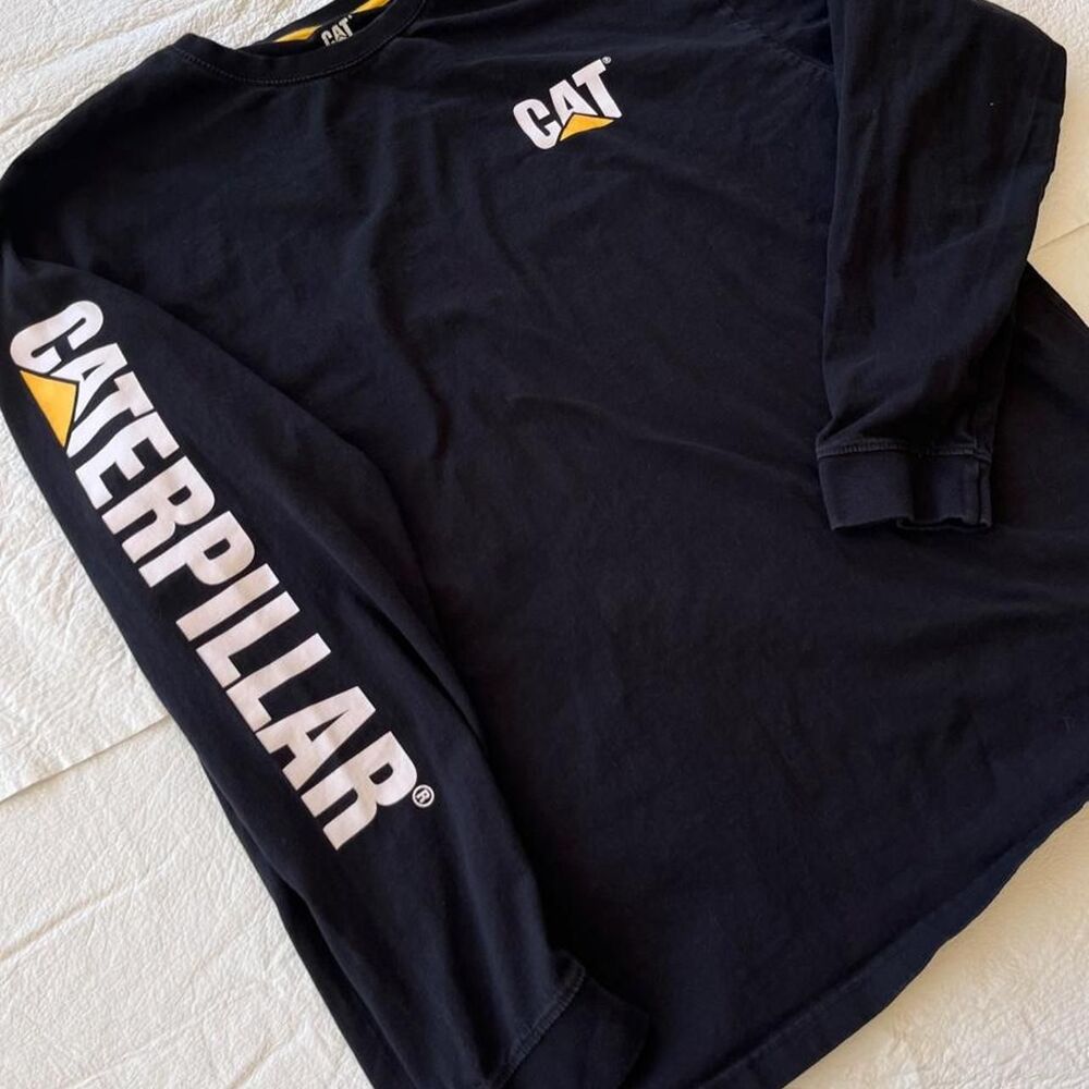 Caterpillar Men's Black and Navy T-shirt